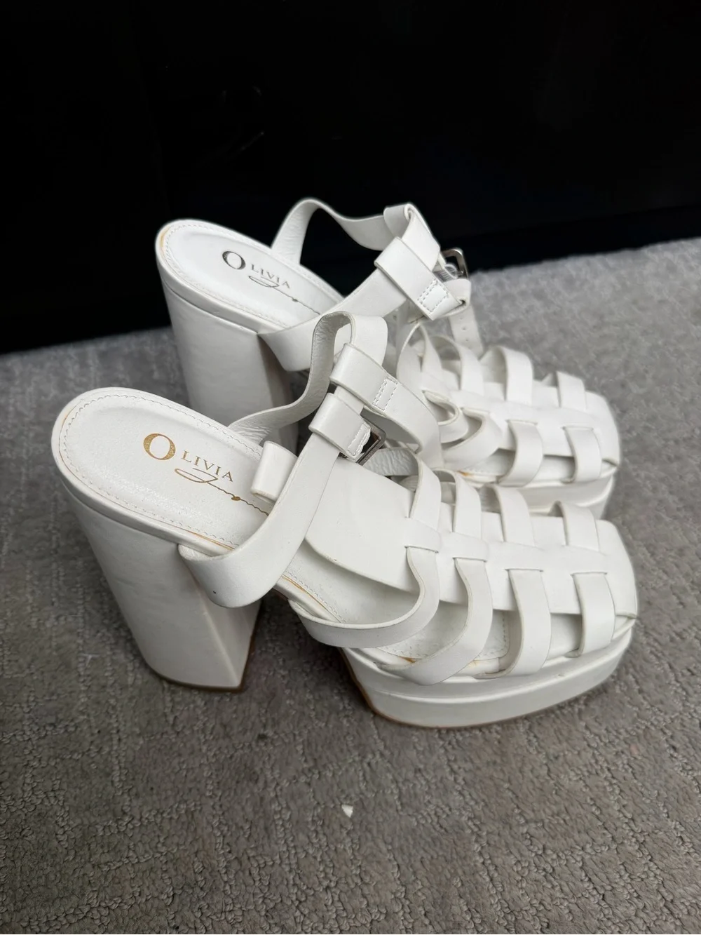 White Platform Strappy Heeled Sandals